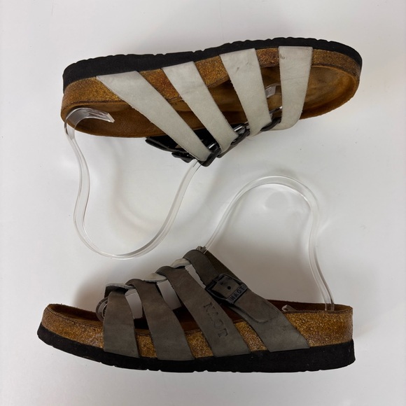 Naot Leather Multi-Strap Lining Sandals Cork Footbed Comfort Shoes Gray Silver 5 - Picture 10 of 14